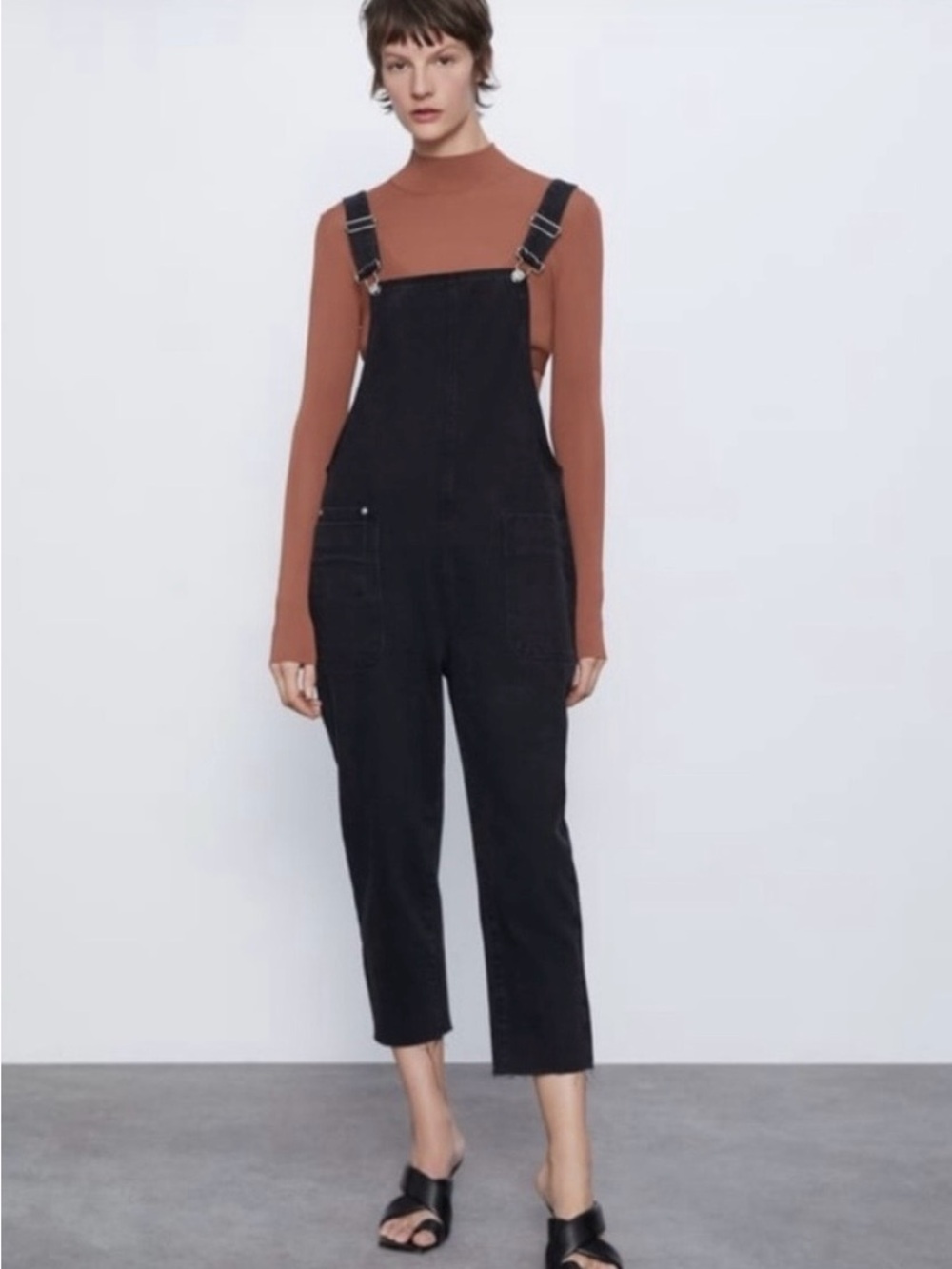 Zara Black Denim Overalls – Size XS